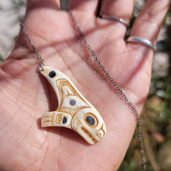 Native American Patty Fawn Cherokee carved ivory orca brother print shaman sharm - Picture 7 of 16